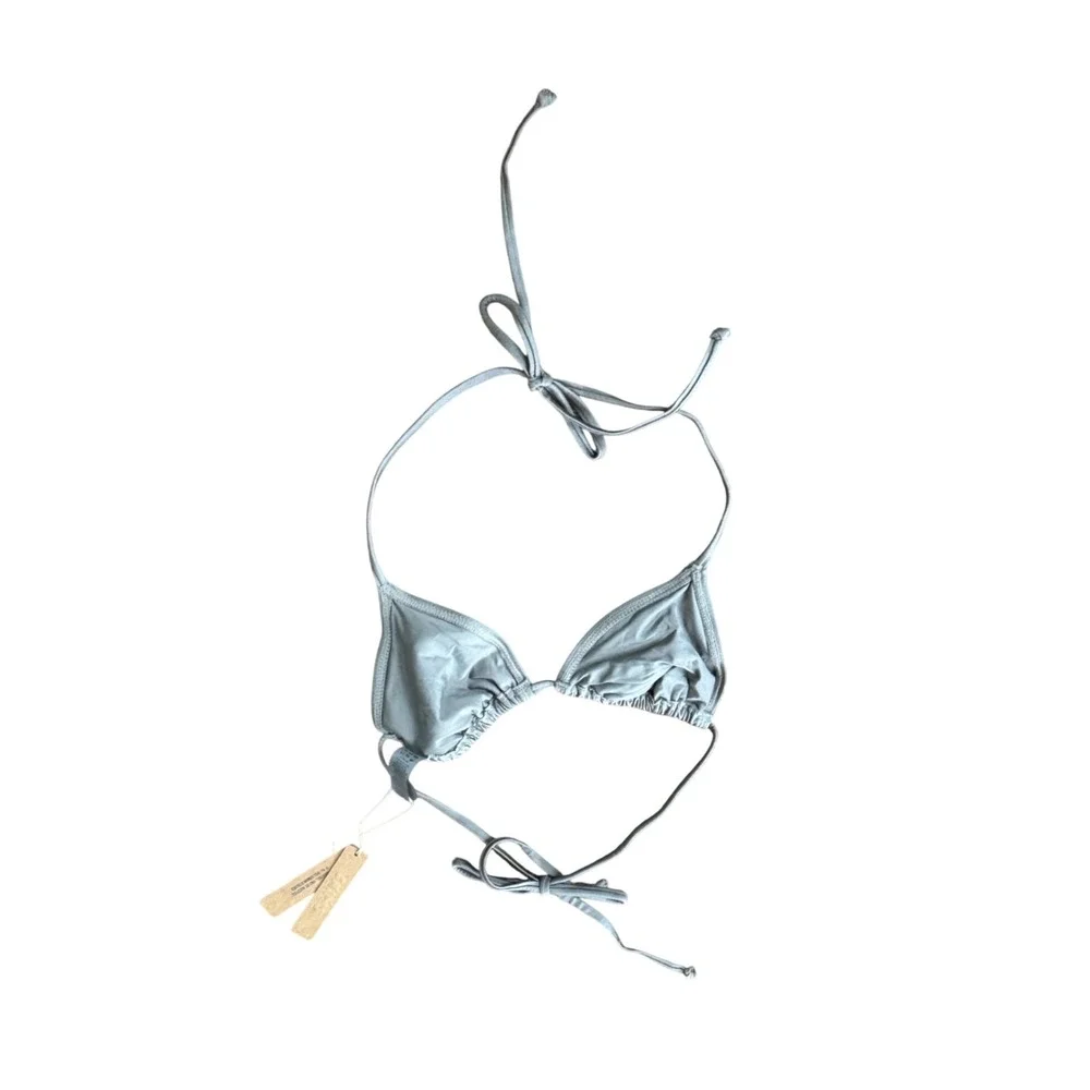 SKIMS Shine Swim Triangle Top Smoke Grey Metallic Bikini Top BT-TRI-5608W XS NEW